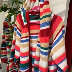 Lane Bryant Multicolor Striped Cardigan + Scarf